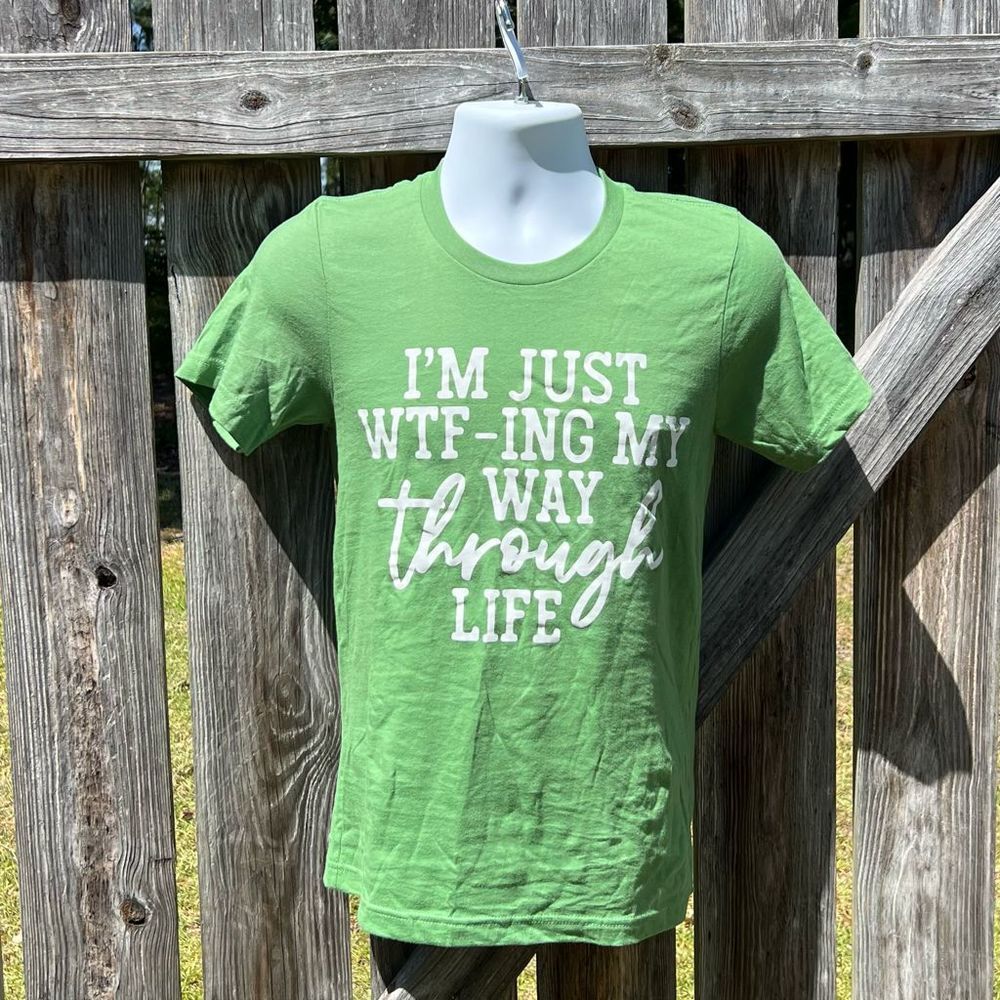 I’m Just WTF-ing My Way Through Life Unisex Graphic Tee, Sz XS - Picture 2 of 6